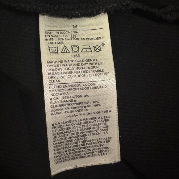 Old Navy Ribbed Black Button Front Midi Dress Medium Long Sleeve Cotton Stretch - Picture 4 of 6